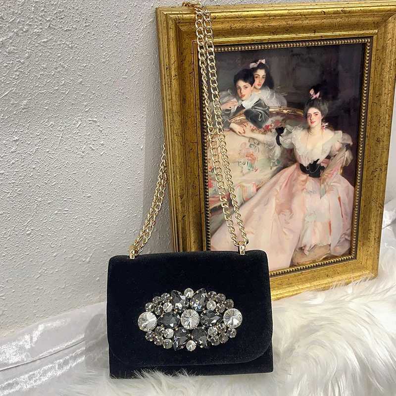High Quality Luxury Velvet Handbag Glitter Rhinestones Diamond Evening Bag Clutch Purse For Wedding Party Shoulder Crossbody Bag Z251017
