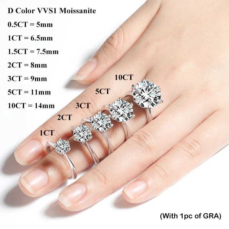 EWYA GRA Certified 0510CT D Color Moissanite Solitaire Engagement Rings for Women Silver 925 Wedding Bridal Big Diamond BandW251017