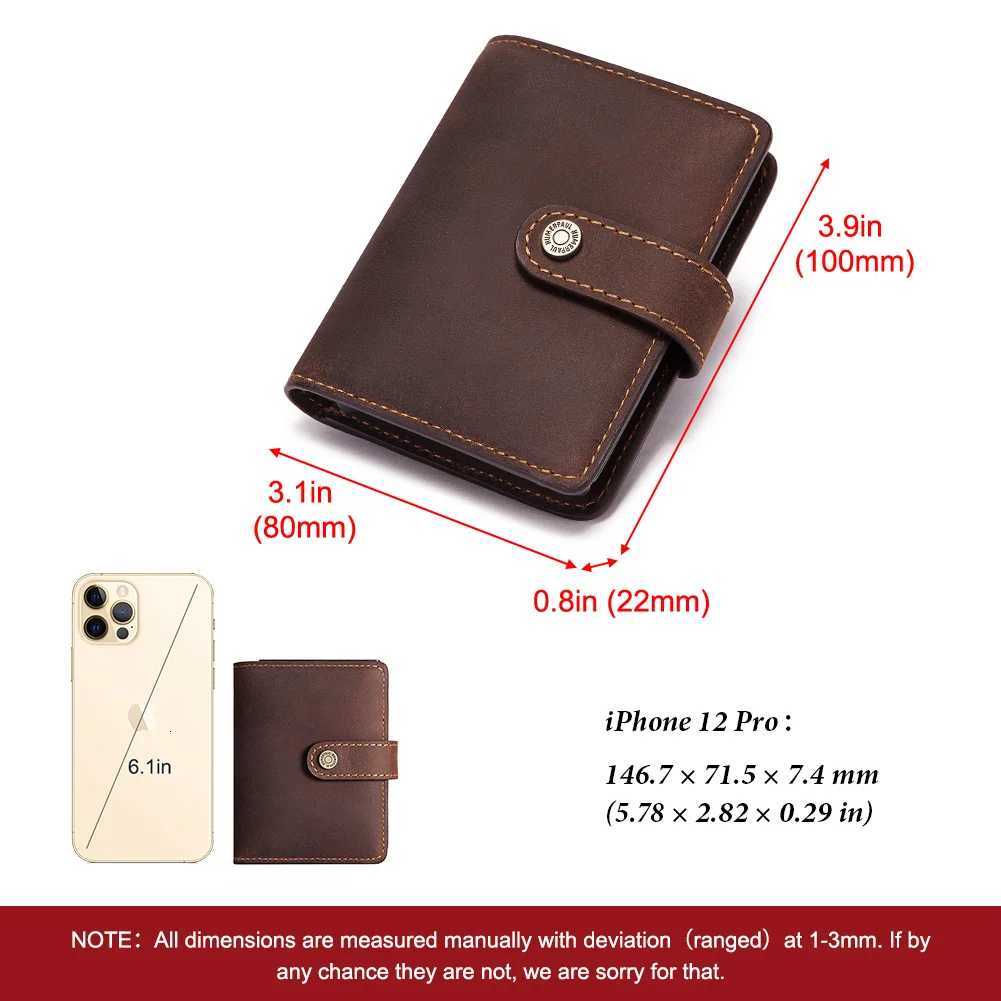 HUMERPAUL Crazy Horse Leather Mens Wallet with RFID Blocking Card Holder Mini Metal Pop Up Wallets Zipper Coin Pocket for MaleW251017