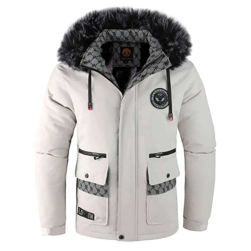 Men's Fall Winter Casual Trend with The Hooded Jacket Windproof Warm Padded Cold Pure Color Simple Down Cotton Clothing