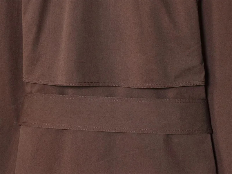 Womens Jacket Fall 2025 Russet Long Sleeve Belt Embellished Short Trench Coat Casual Fashion Personality Versatile 251013