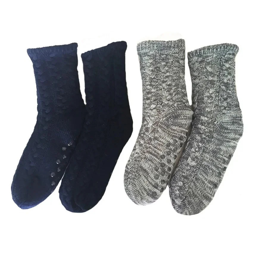Thermal Socks Mens Winter Warm Home Soft Cotton Thickened Plus Velvet Sleeping Anti Slip None Grip Short Floor Slipper Sock Male 251017