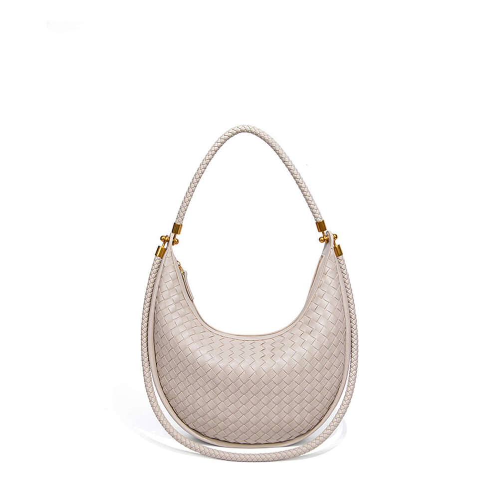 New French Style High-End Hand-Woven Light Luxury Simple Shoulder Underarm Crescent Bag Commuting Versatile Handbag