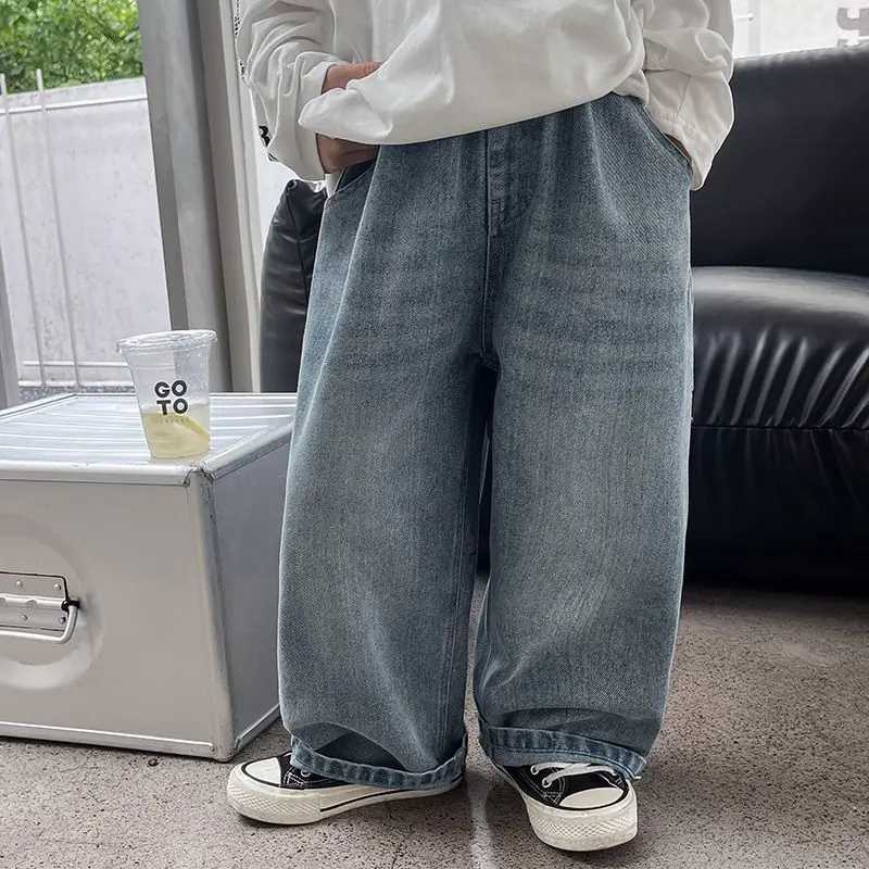 Autumn New Childrens Fashion New Boys Long Pants Jeans Loosefit Casual High Quality Boy Trouser Boys Jeans Blue Jeans B130T251017