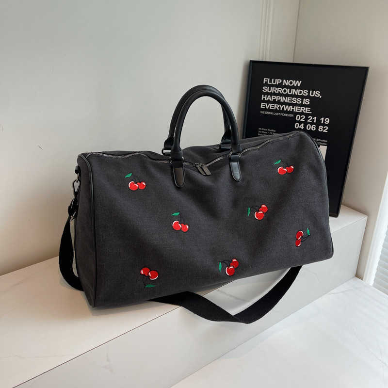 Canvas Travel Bag for Women, Extra Large Capacity Outdoor Business Trip Travel Luggage Bag, Ladies Handheld Sports Fitness Bag