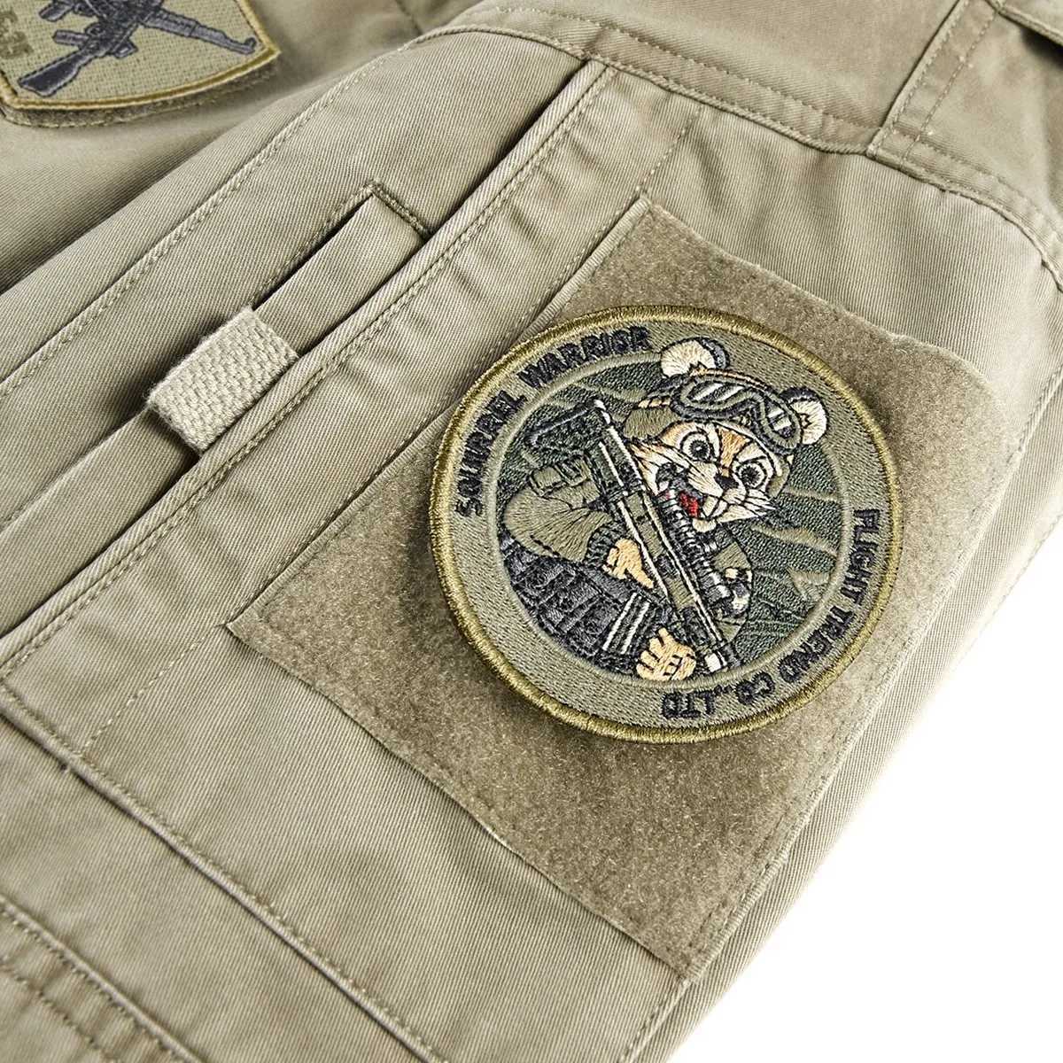 Vintage Washed Pilot Jacket Mens Multi Pocket Embroidered Badge Cargo Coat Military Tactical Flight Jacket for Male J251017