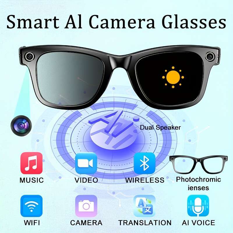 Fashionable Smart Design| Bluetooth Call Music Playback| Real-Time Multi-Language Translation| High Definition Audio Recording| UV Protection| Lightwe