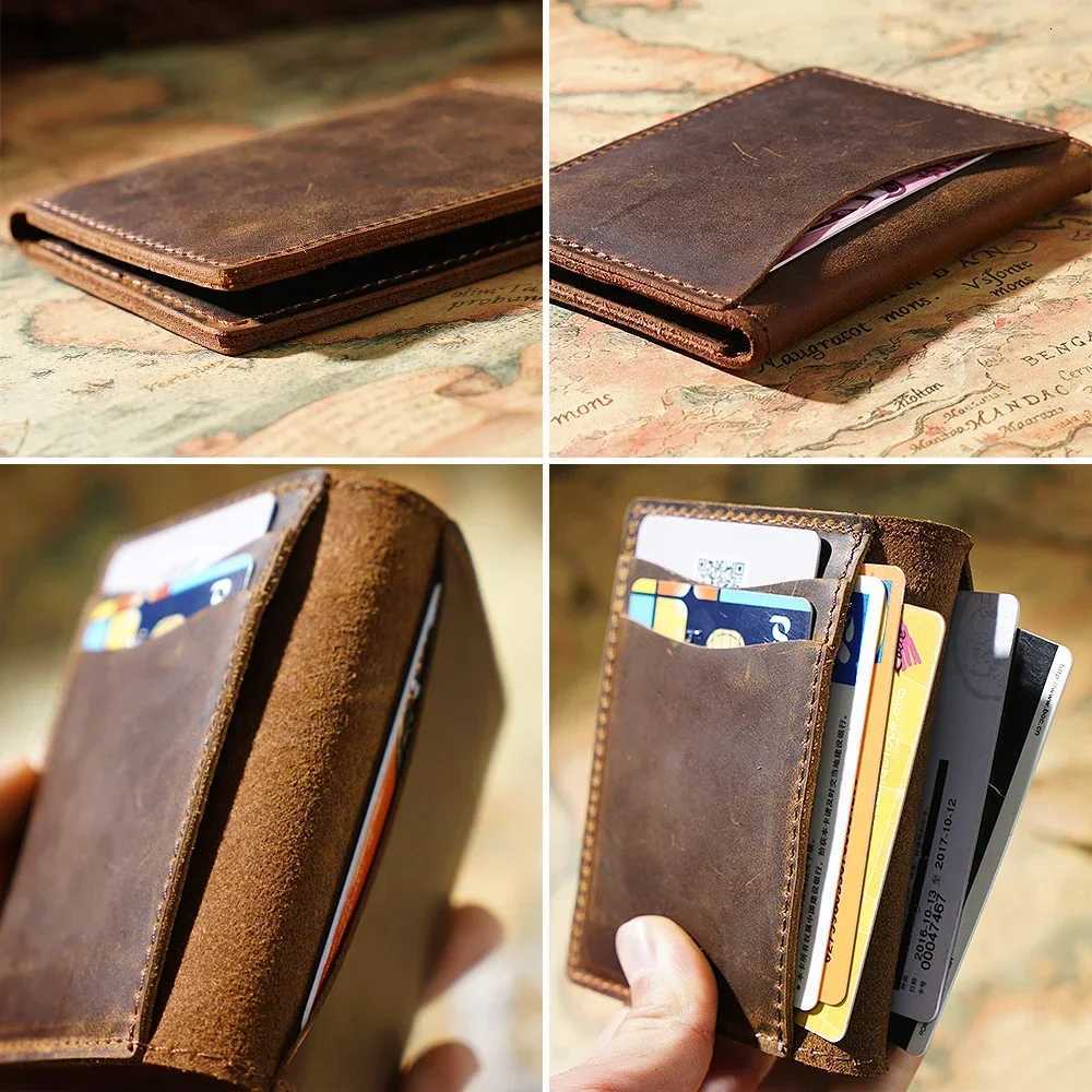 Highend Genuine Leather Credit ID Card Holders Rustic Crazy Horse Leather Customized Business Unisex Wallet CardholderW251017