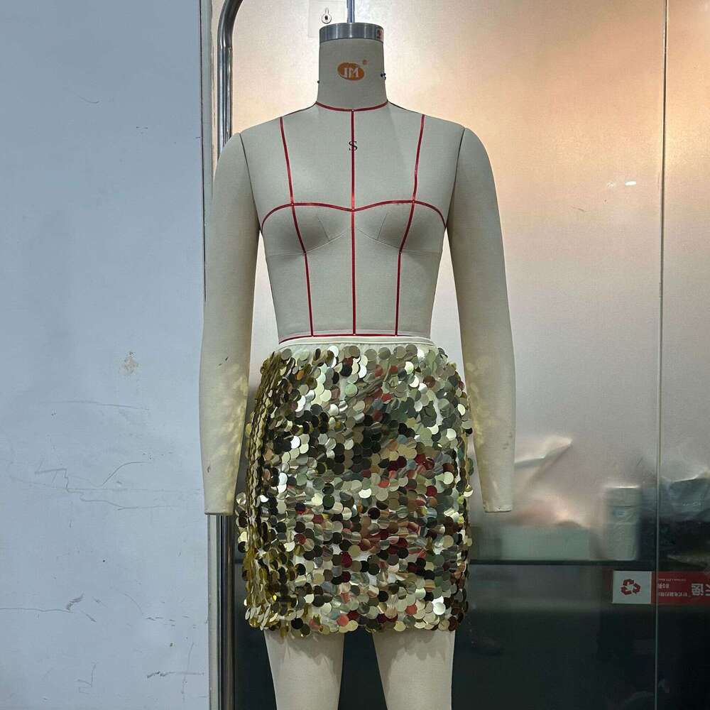 Women's Heavy Sequin Short High Waist Nightclub Sexy Bodycon Skirt B5