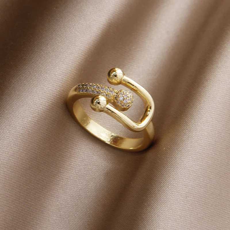 New Sight Crystal Letter U Adjustable Rings for Women Fashion Brand Jewelry Zircon Wedding Rings Party Accessories Gifts Z251017