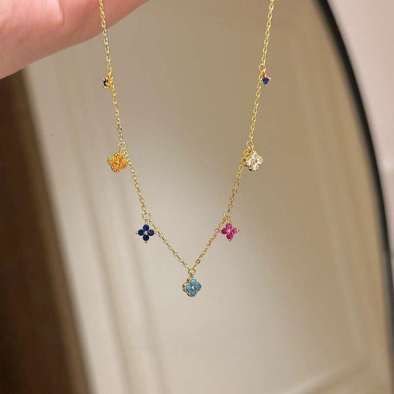 Necklace Designer earrings ring for Women luxury pendant necklace men Fashion turquoise Zircon inlay four-leaf clover Light Unique Festival gift