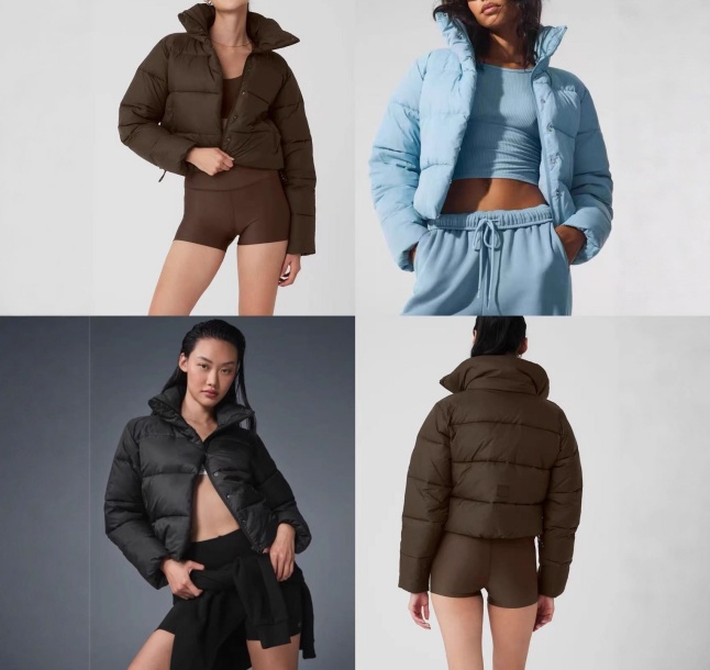 Autumn Winter Kendall-Inspired Warm Color-Blocked Stand Collar Removable Hood Puffer Cotton Short Outdoor Sports Jacket Outdoor Recreation Athleisure solid