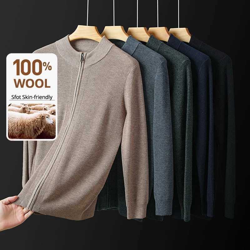 High End 100 Australia Wool Cashmere New Brand Fashion Knit Cardigan Men Sweater Casual Zip Up Autum Winter Coats Jacket J251017
