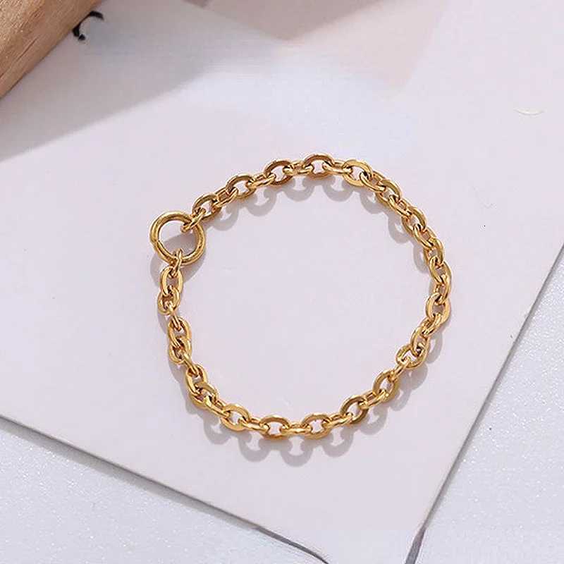 Vintage Geometric Chain Rings Stainless Steel Ring For Women Men Gold Rose Gold Color Ring Fashion Jewelry Birthday GiftW251017