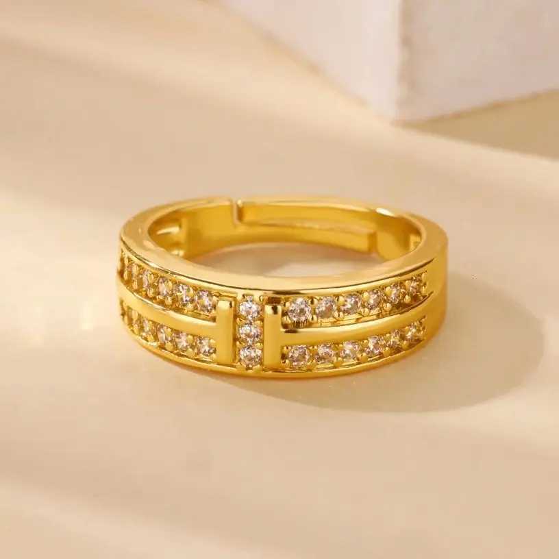 Luxury Brand Zirconia Minimalist Rings For Women Gold Color Stainless Steel Geometric Ring Vintage Wedding Fashion Jewelry Gif Z251017