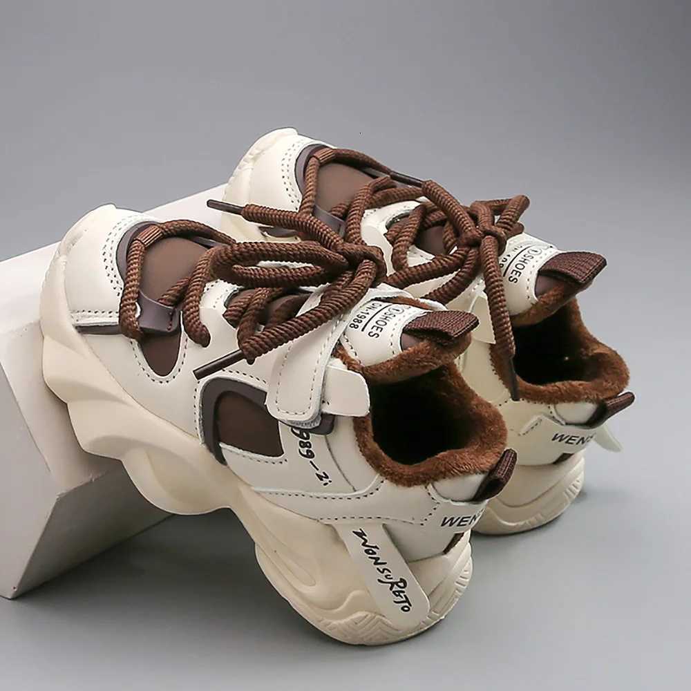 Winter Cotton Sport Shoes For Children PU Leather Teenager Kids Sneakers Plush Warm Boys Girls Running Shoes WinterT251017