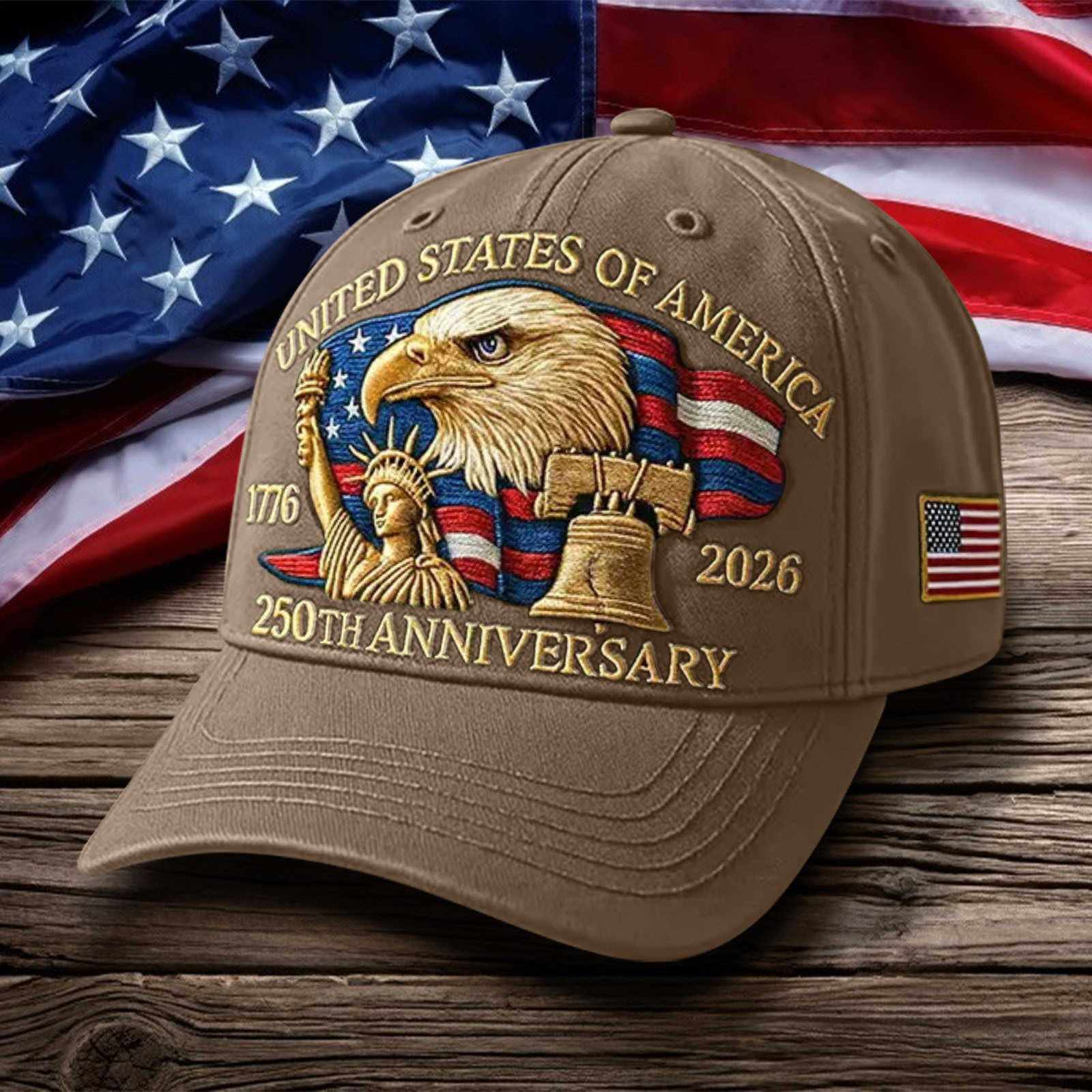 Embroidered Baseball Cap for Men USA 250th Anniversary Commemorative Hat Pure Cotton Soft Top Duckbill Cap W251017