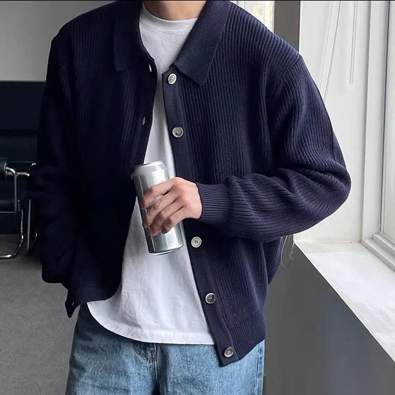 Men Fashion Daily Outerwears Cardigan Fall Winter Korean Casual Long Sleeve Sweater Baggy ThickenThermalKnitted Sweaters Male 251017