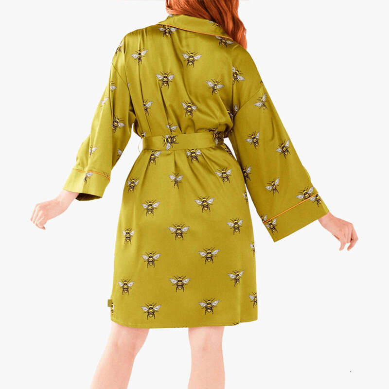 The Da Vinci Code Niche Designer Light Luxury Trendy Brand Ins Style Little Bee Lightweight Nightgown Morning Robe for Women