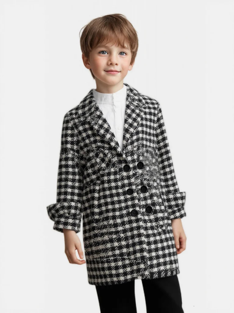 Children Pography Woolen Coat 315Y Kids Formal Retro Style Christmas Winter Wool Coat Boys Windproof Outdoor Long Jacket 251015