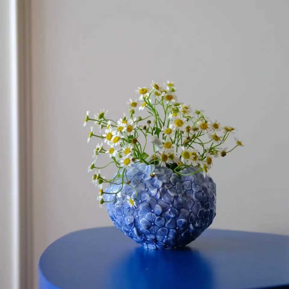 Vase French Style High Appearance Level Creative Art Blue Pink Purple Hydrangea Flower Decorative Ornaments C251017