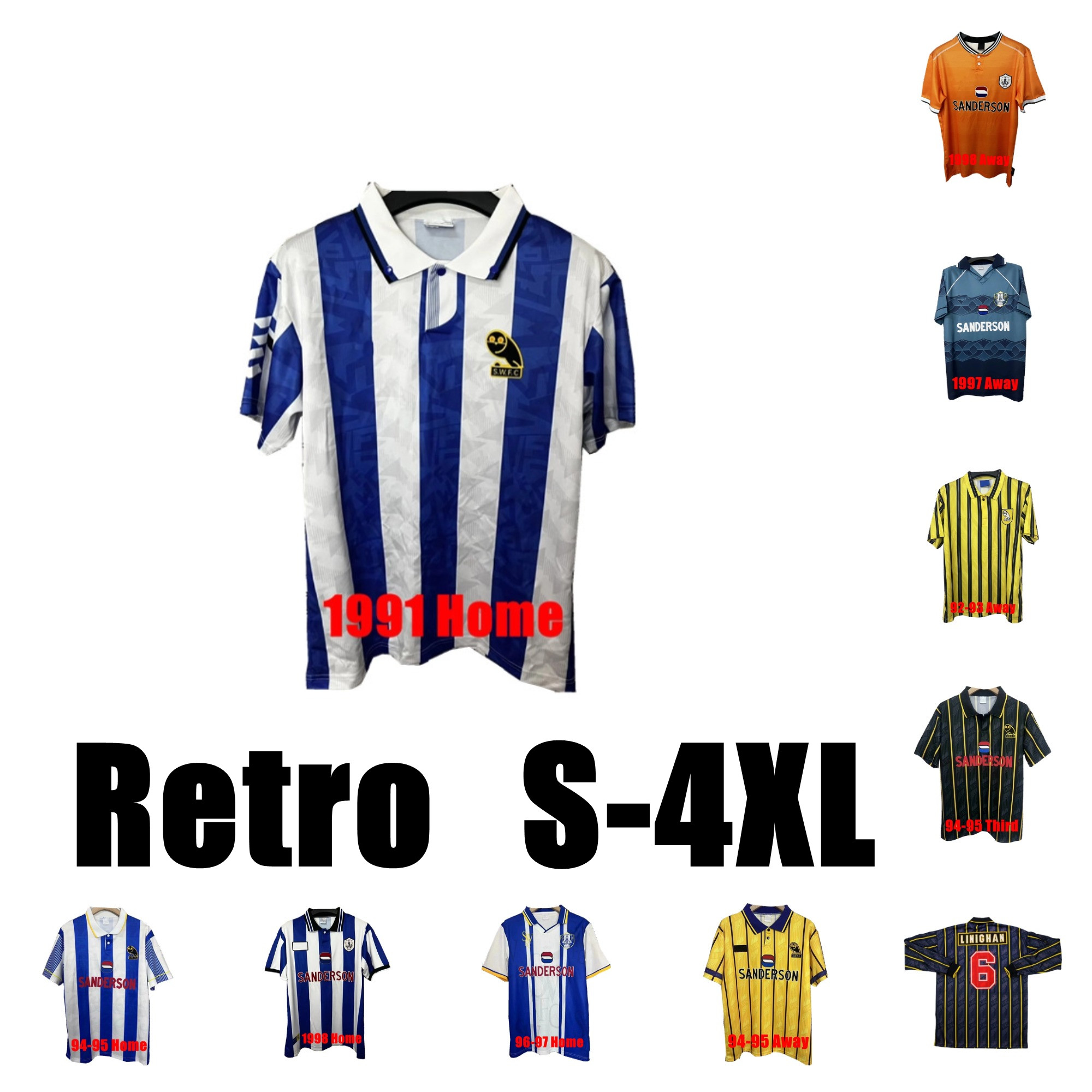 25 26 ShEfFiElD Wednesday Soccer Jerseys WINDASS UGBO PATERSON MUSABA Home Away 3rd Men kids SMITH LOWE GASSAMA Linighan 1991 94 95 96 97 1998 retro Football Shirts 4XL