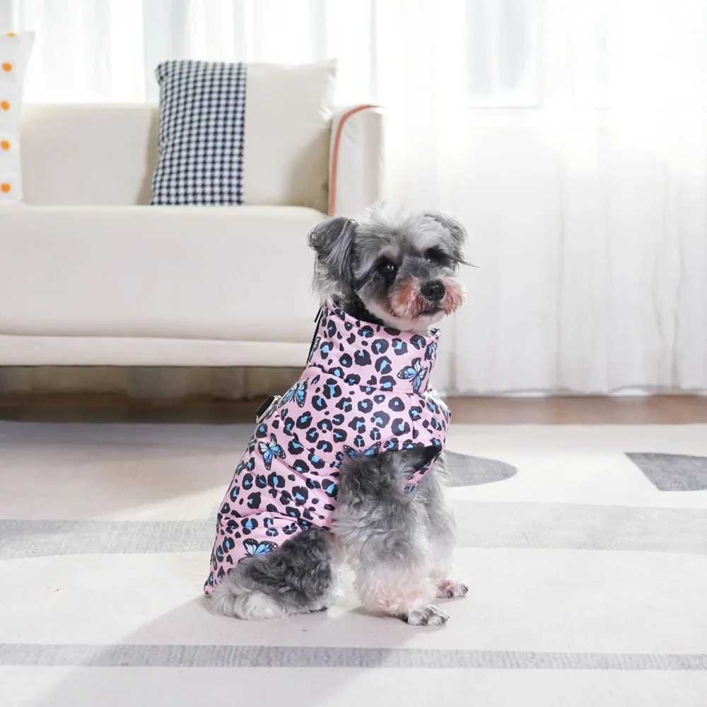 Pet Dog Coat For Small Medium Dogs Cats Winter Warm Fleece Puppy Clothing Print Jacket With Dring Schnauzer Bulldog Pug CostumeW251017