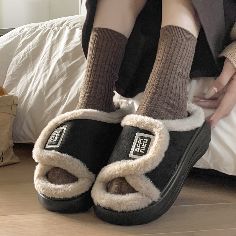 New Versatile Velcro Cotton Slippers Women's Winter Home Fleece Warm and Comfortable Thick-soled Non-slip Enhanced Cotton Slippers