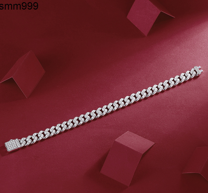 moissanite bracelet Fine Jewelry 925 Sterling Silver VVS Moissanite Diamond Iced Out Cuban Moissanite Bracelet Hip Hop Moissanite Unisex Bracelet