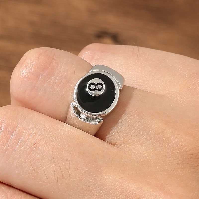 Number 8 Black Pool Billiard Ball Ring for Man Personality Charm Cocktail Party Accessories Eight Z251017