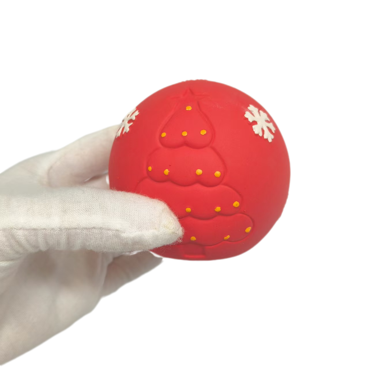 Latex Christmas Balls Dog Toy Soft Natural Rubber Squeaky Chewy Sound Interactive Bouncy Balls Canine Pet Toys with Bright Colors for Small Dogs 4pcs/