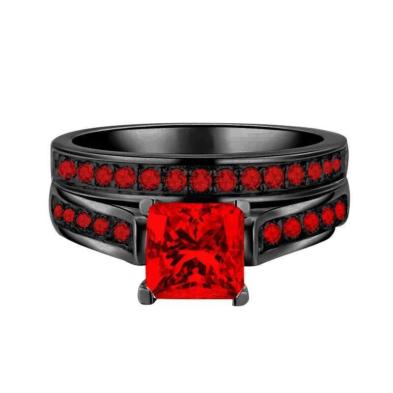 Sweet romantic ruby womens ring stainless steel dragon pattern mens ring couple jewelry Z251017