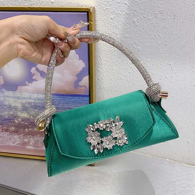 Water Diamond Flower Crescent Trapezoidal Square Buckle Handbag Banquet Silk Satin Small Square Bag Z251017