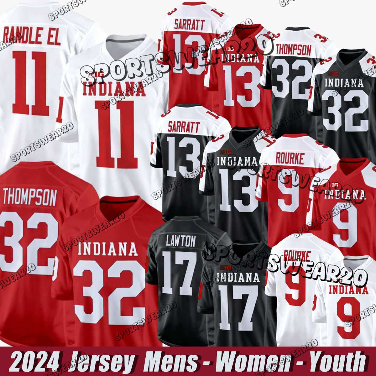 Indiana Hoosiers College Football Jersey #15 Fernando Mendoza #6 Justice Ellison #13 Elijah Sarratt #9 Kurtis Rourke #17 Ty Son Lawton Stitched Jerseys