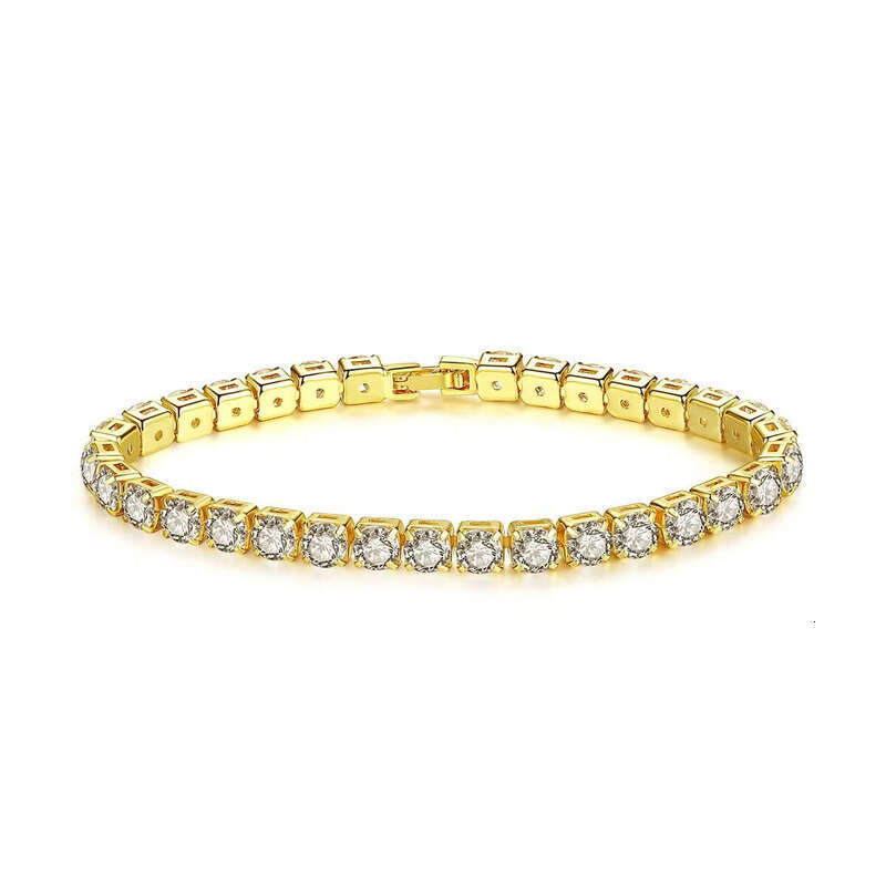 17/19/ 21cm 4mm Long moissanite chain Tennis Iced Chain Crystal for Women Gold and Sier Bracelet