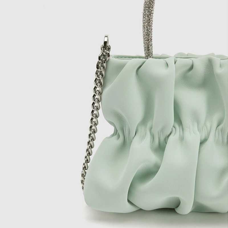 JIOMAY Luxury Designer Handbag 2023 Women Bling Rhinestone Handle Shoulder Bag for Wedding Party Ladies Pleated Small Square Bag Z251017