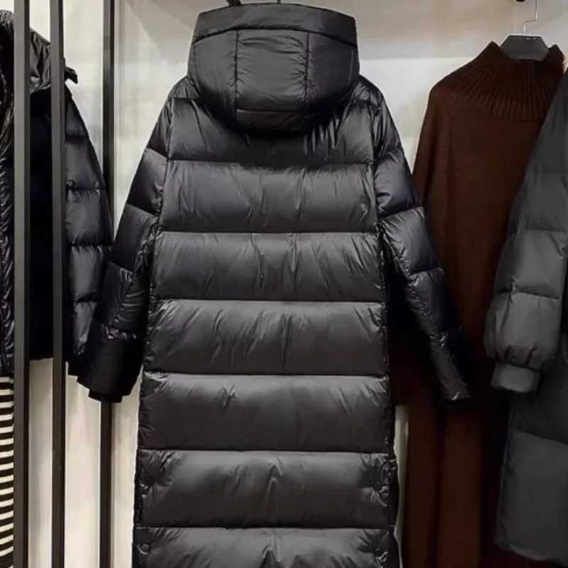 Down Jacket with Detachable Hood for Women Long Parkas Warm Thickened Coat Black Loose Overcoat Versatile New Winter W251016