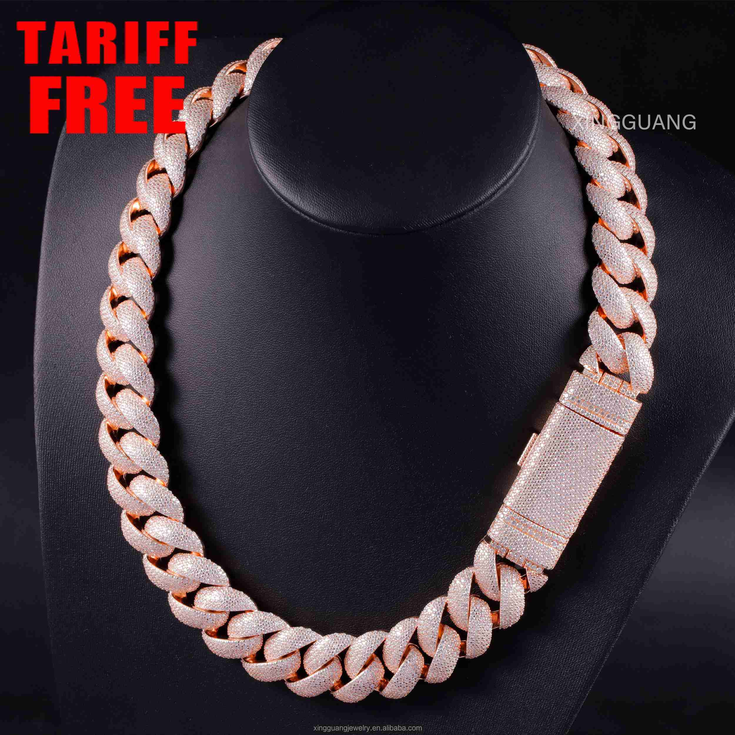 XG 22mm Iced Out Diamond Cuban Chain Pass Diamond Tester Lidynamic Chain for Men Silver Fine Jewelry Necklaces Moissanite Chains