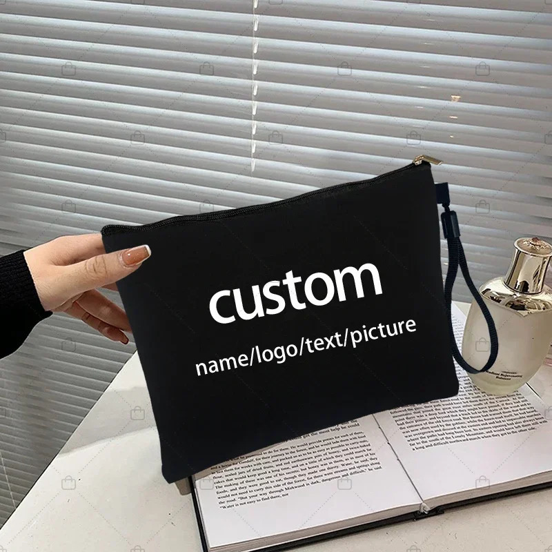 Personalized Customized NameTextPicture Canvas Bags Toilet Kit TeacherBirthday Gift Cosmetic Bag Mini Makeup Pouch251011