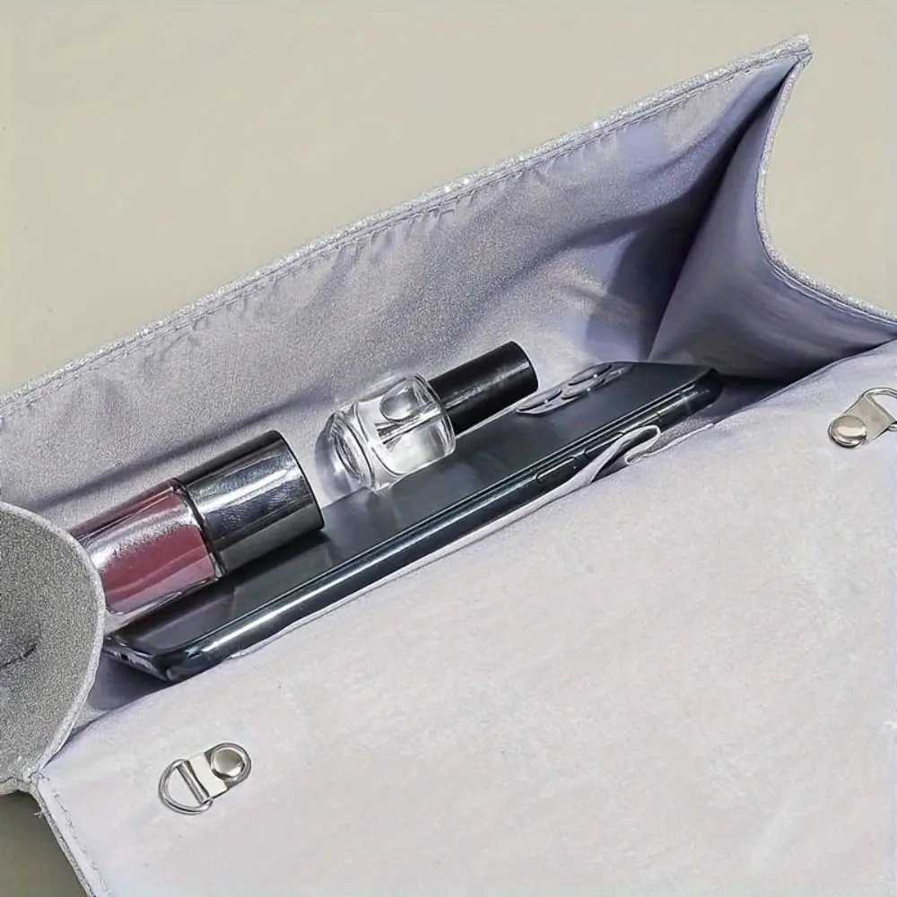 1pc Ladies Dinner Bag With Chain Sparkling Silver Long Wallet Suitable for Various Weddings and parties Z251017