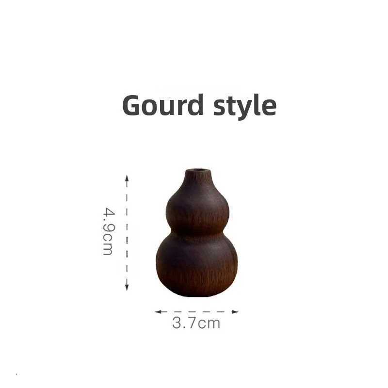 Black walnut solid wood flower ware creative vase Chinese desktop simple small ornament decorative flower arrangement small vase C251017