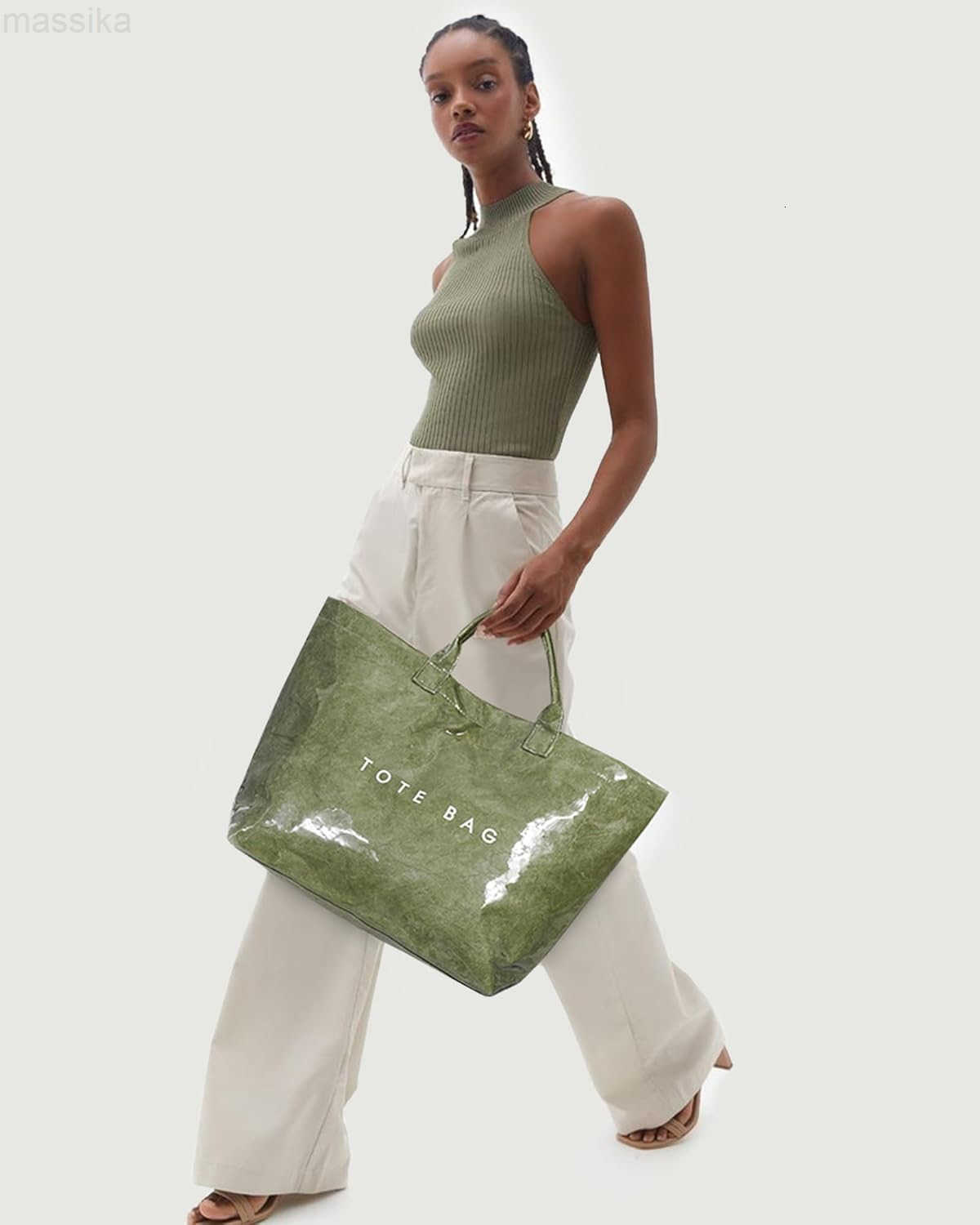 Tote Bag for Women Large PVC Tote Bag Plastic Handbag Letters Print Handbag Clear Hobo Bag M251017