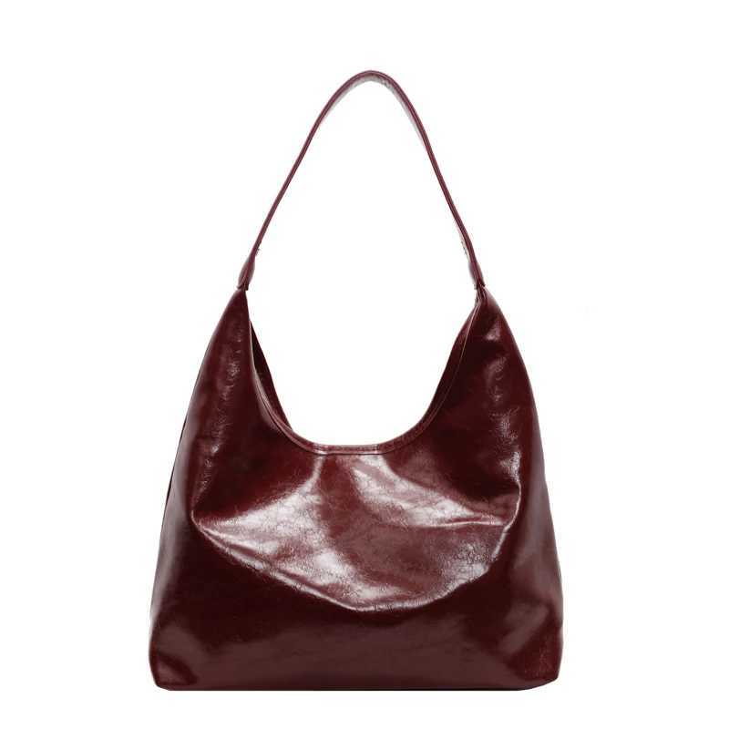 Soft PU Leather Underarm Bag Vintage Wine Red Ladies Shoder Bag Cmuter Large Handbag Wens Versatile Minimalist Tote Bag1 D251017