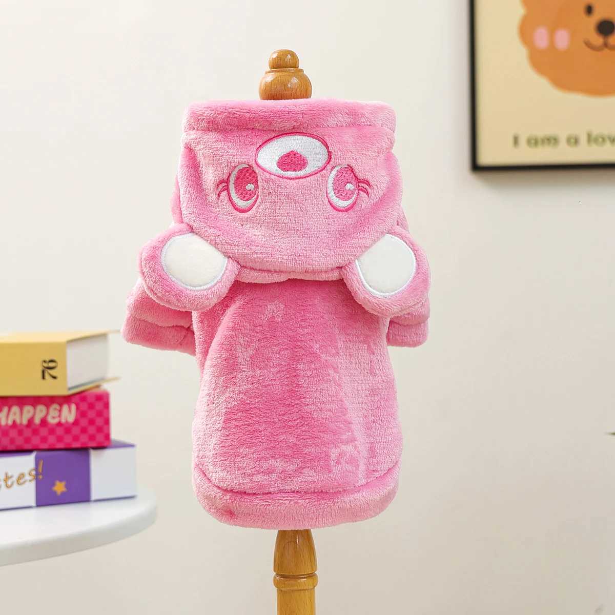Pet Dog Clothes Autumn and Winter Thickened Plush Cute Bear Transformation Clothes Pink Catdog ClothingW251017