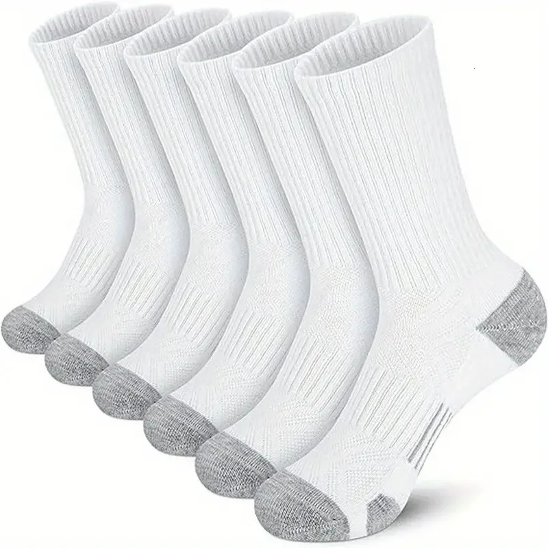 6 pairs Mens Solid Crew Socks Comfy Breathable Thermal Socks for Winter Autumn 251017