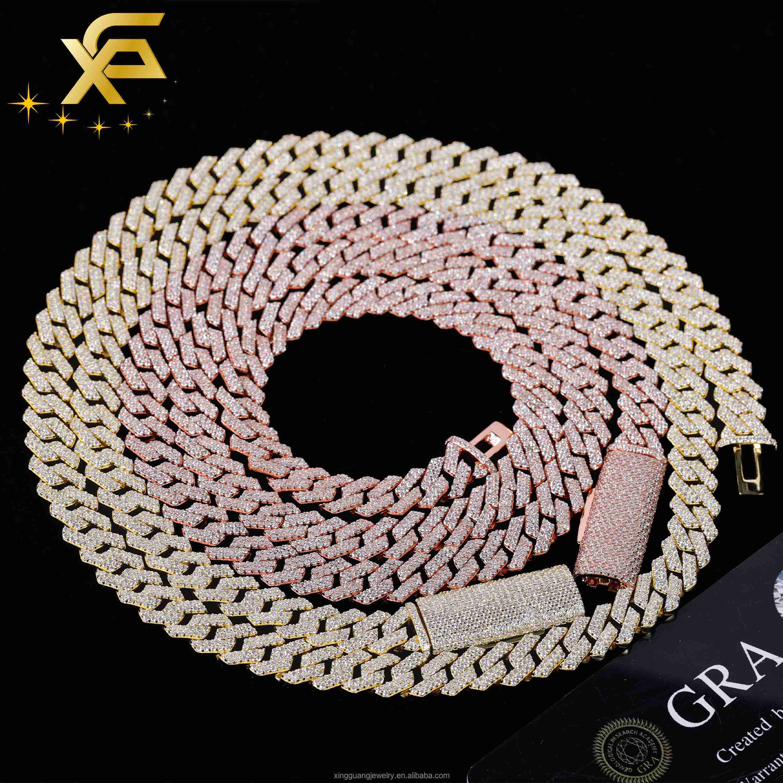 Hip Hop Jewelry 8mm 2Rows Necklace Bracelet 925 Silver Moissanite Cuban Lidynamic Chains Hot Sale Cuban Chain GRA Certificate