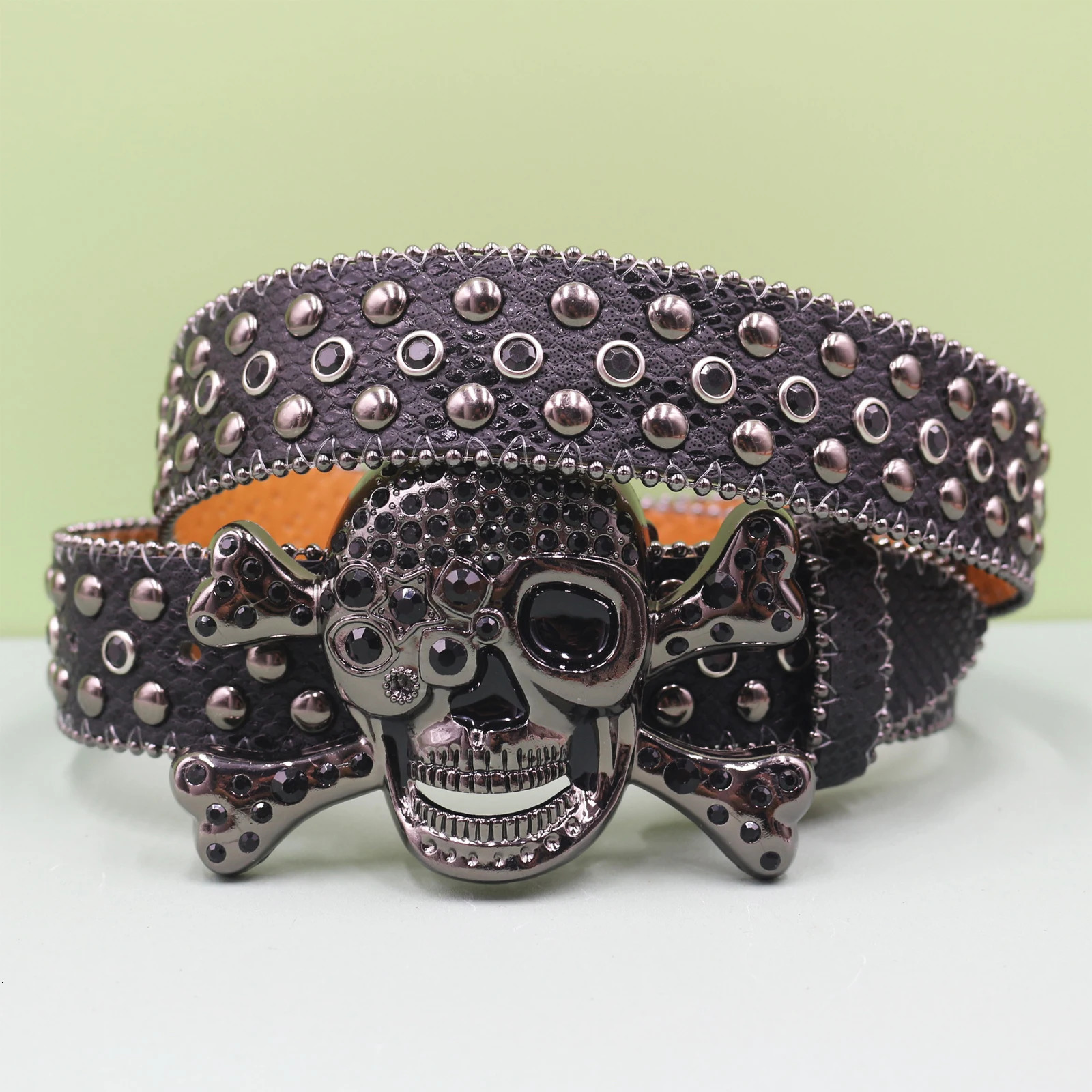 75Punk Skull Diamond Belts Buckle Hip Hop Jeans Decorative Rhinestone Acrylic Crystal Belt Men Women Y2k Alloy Solid Pin Buckle 251010