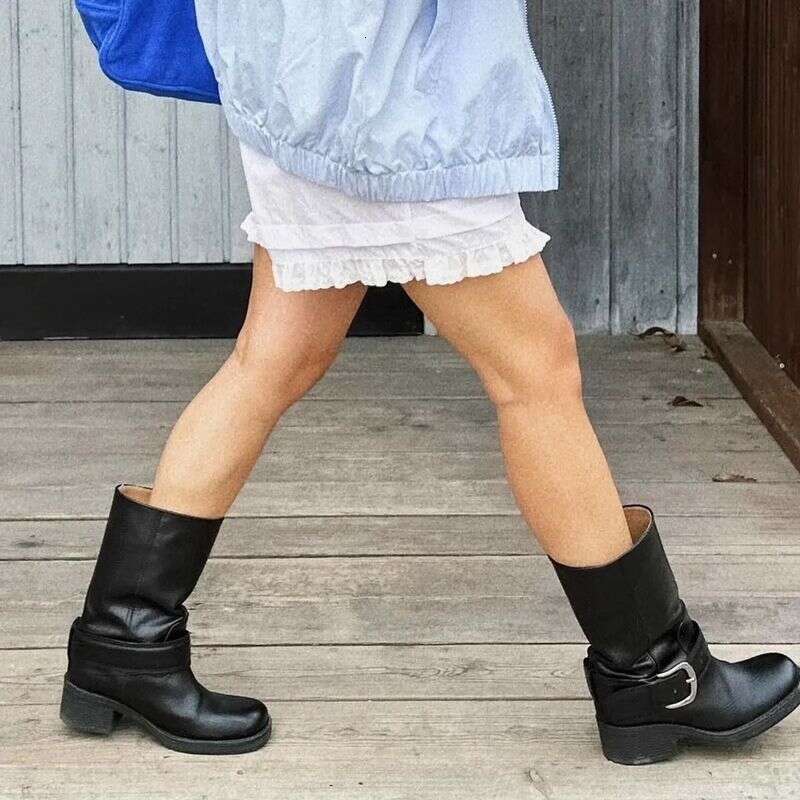 2025 New Arrivals Women Martin Mid-Calf Chunky Heel Ankle Boots