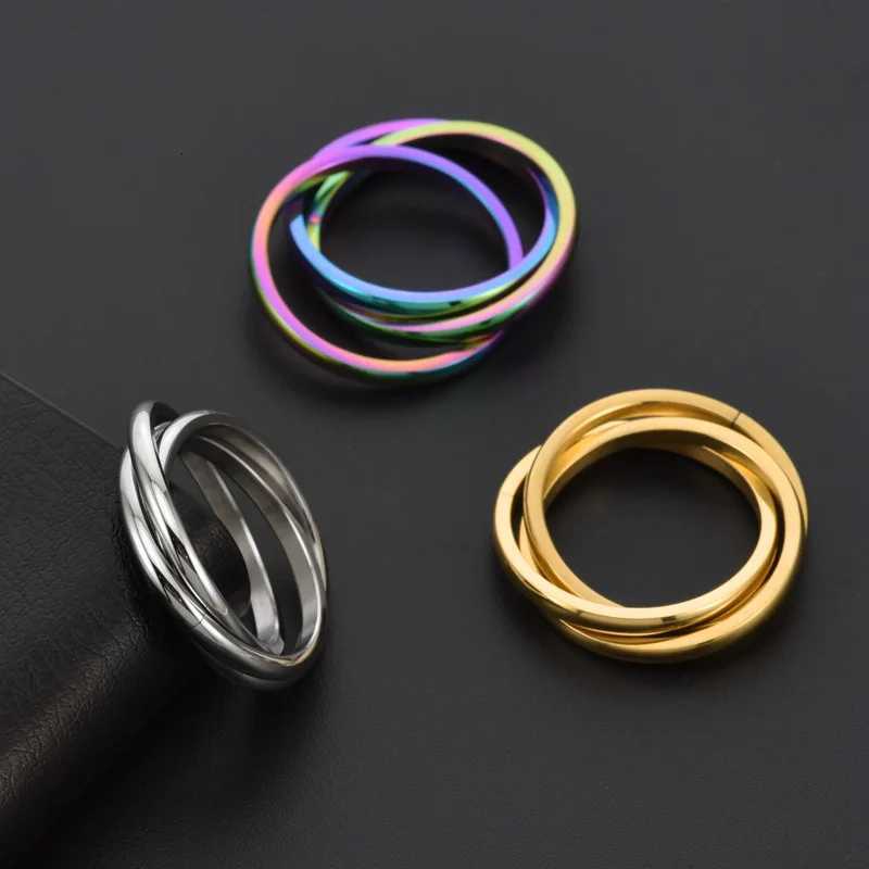 Stainless Steel 3 in 1 Rolling Ring Wedding Band for Women Girl Size 512W251017