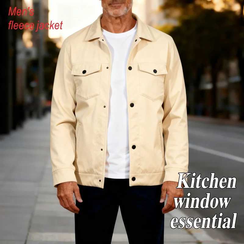 Mens winter fleece jacket multi pocket soft and warm casual outerwear suitable for dailyoutdoorbusiness leisure occasions J251017